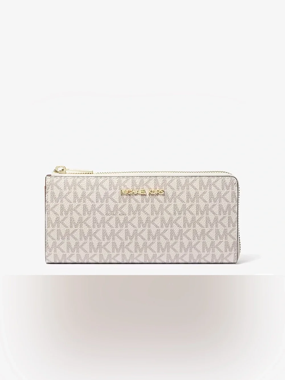 Michael Kors Beige Signature Zip Wallet